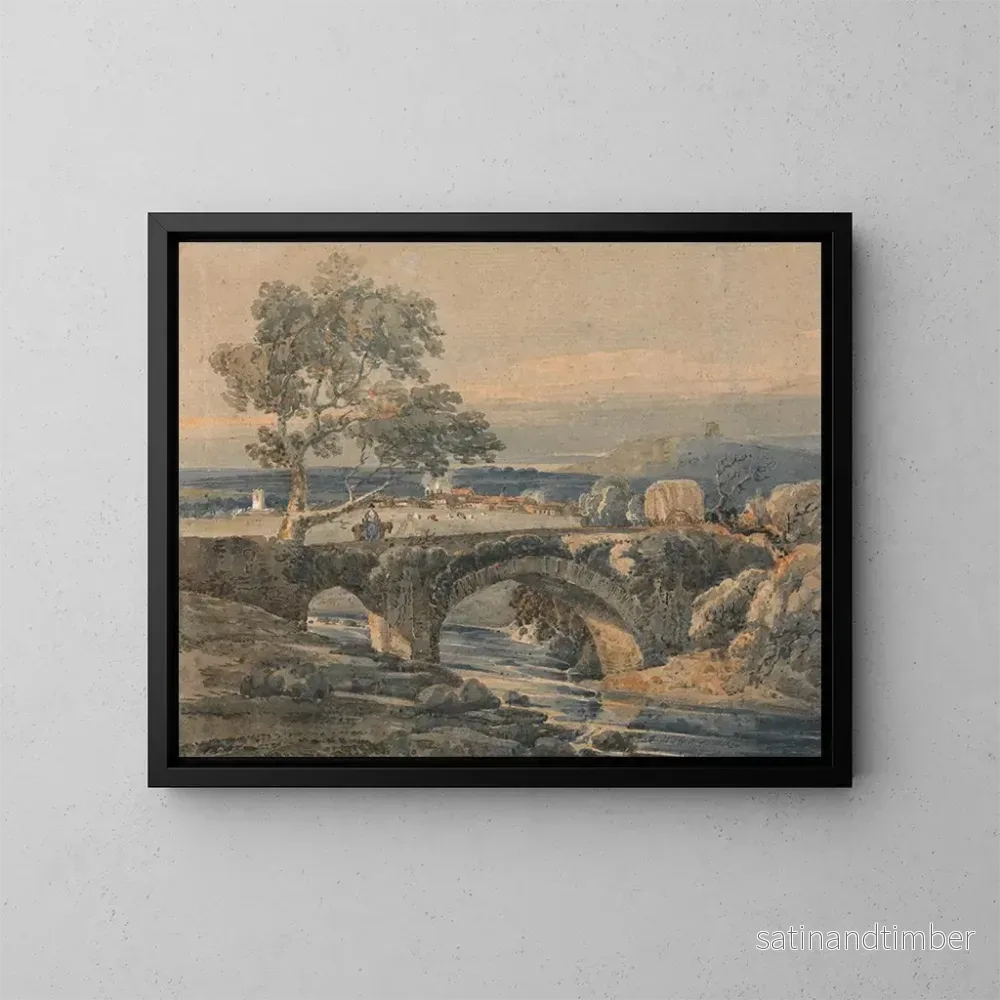 Reproduktion av målningen Le vieux pont à Devon – Thomas Girtin Reproduktion av målningen Le vieux pont à Devon – Thomas Girtin
