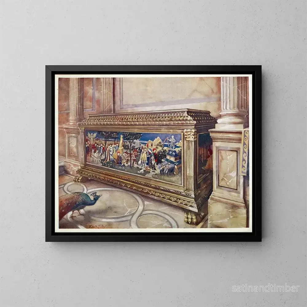 Reproduktion av målningen bröllopskista eller cassone vid Victoria and Albert Museum i South Kensington, Italien, Florens, troligen omkring 1550 - Edwin Foley