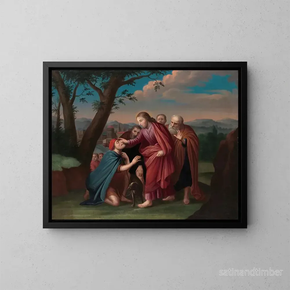 Reproduktion av målningen av Jesus helar den blinde - Gerardus Duyckinck I