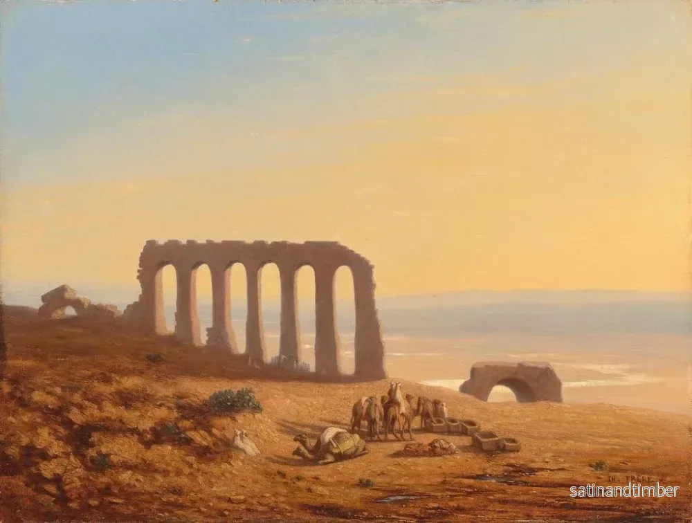 Reproduktion av målningen En beduinställning omgiven av ruiner - Charles Théodore Frère - Bild 2