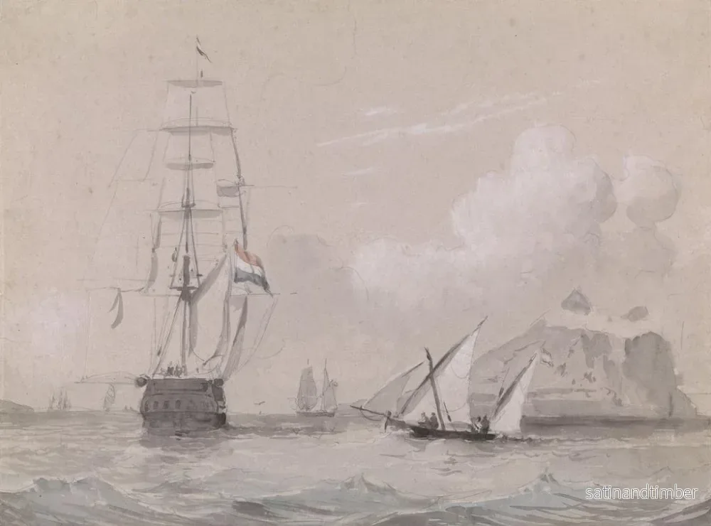 Reproduktion av målningen av holländsk fartyg utanför Gibraltar - Willem Anthonie van Deventer - Bild 2