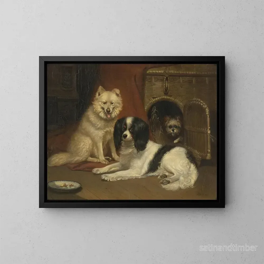 Reproduktion av målningen En vallhund, en King Charles spaniel och en terrier - Bernard te Gempt