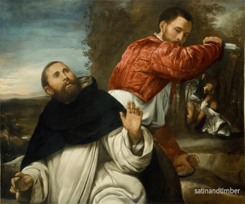 Reproduktion av målningen La Mort de saint Pierre Martyr - Giovanni Girolamo Savoldo - Bild 2