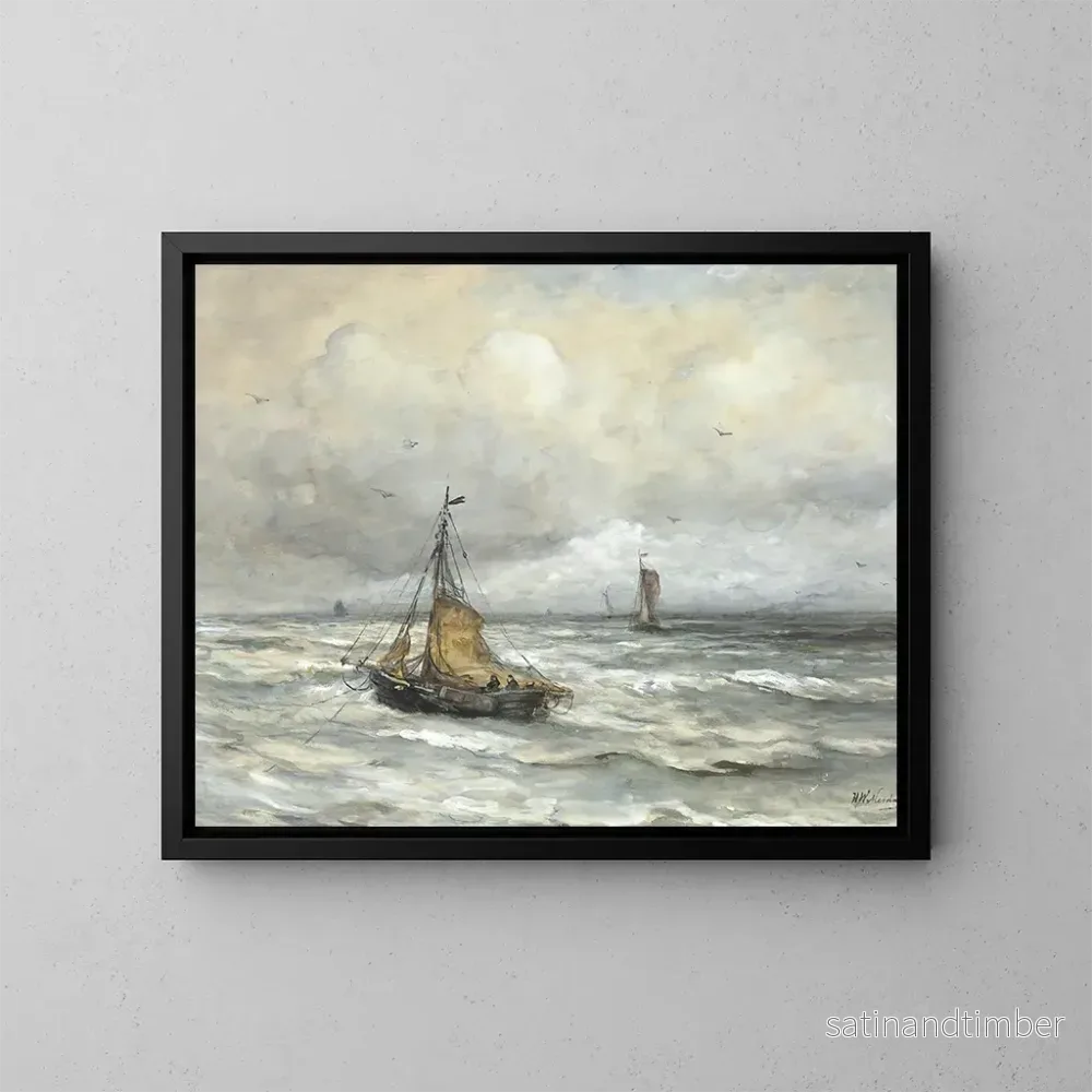 Reproduktion av målningen Utanför kusten - Hendrik Willem Mesdag