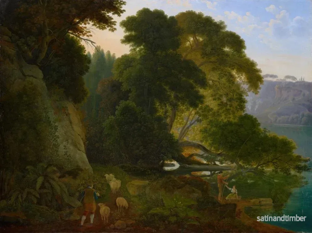 Reproduktion av målningen vid Nemi-sjöns strand - Samuel Birmann - Bild 2