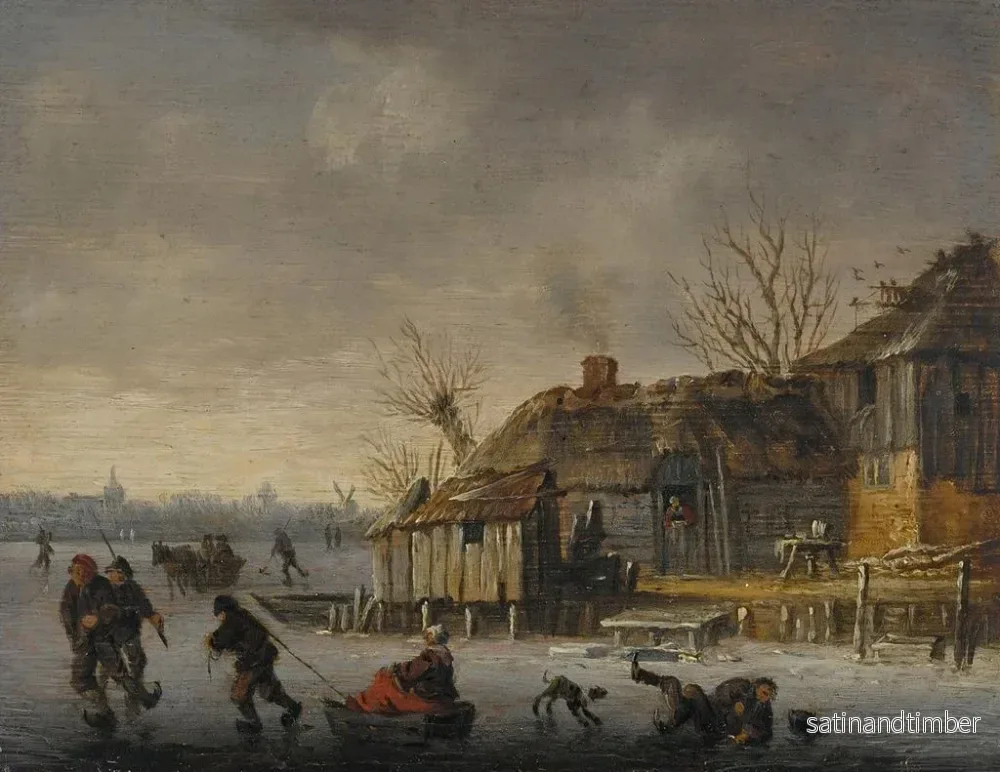Reproduktion av målningen av vinterlandskap med skridskoåkare - Salomon van Ruysdael - Bild 2