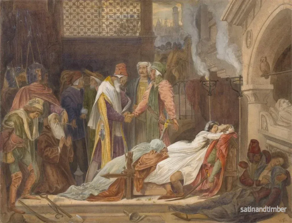 Reproduktion av målningen La Réconciliation des Montaigu et des Capulet - Frederic Leighton - Bild 2