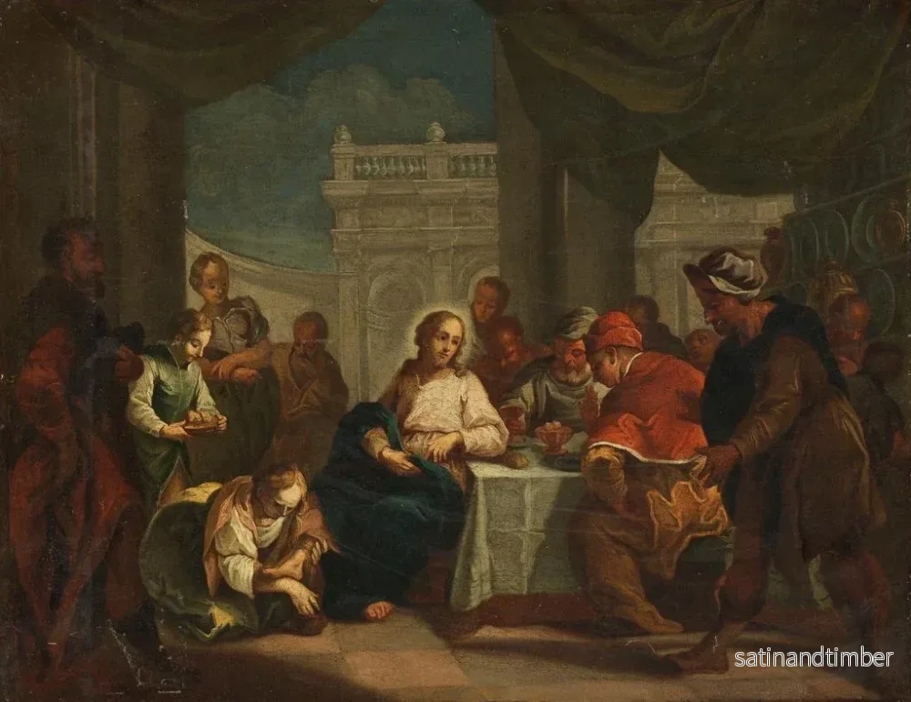 Reproduktion av målningen Christ et Marie Madeleine au lavement des pieds - Jacopo Amigoni - Bild 2