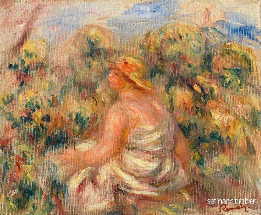 Reproduktion av målningen av kvinna med hatt i ett landskap - Pierre-Auguste Renoir - Bild 2
