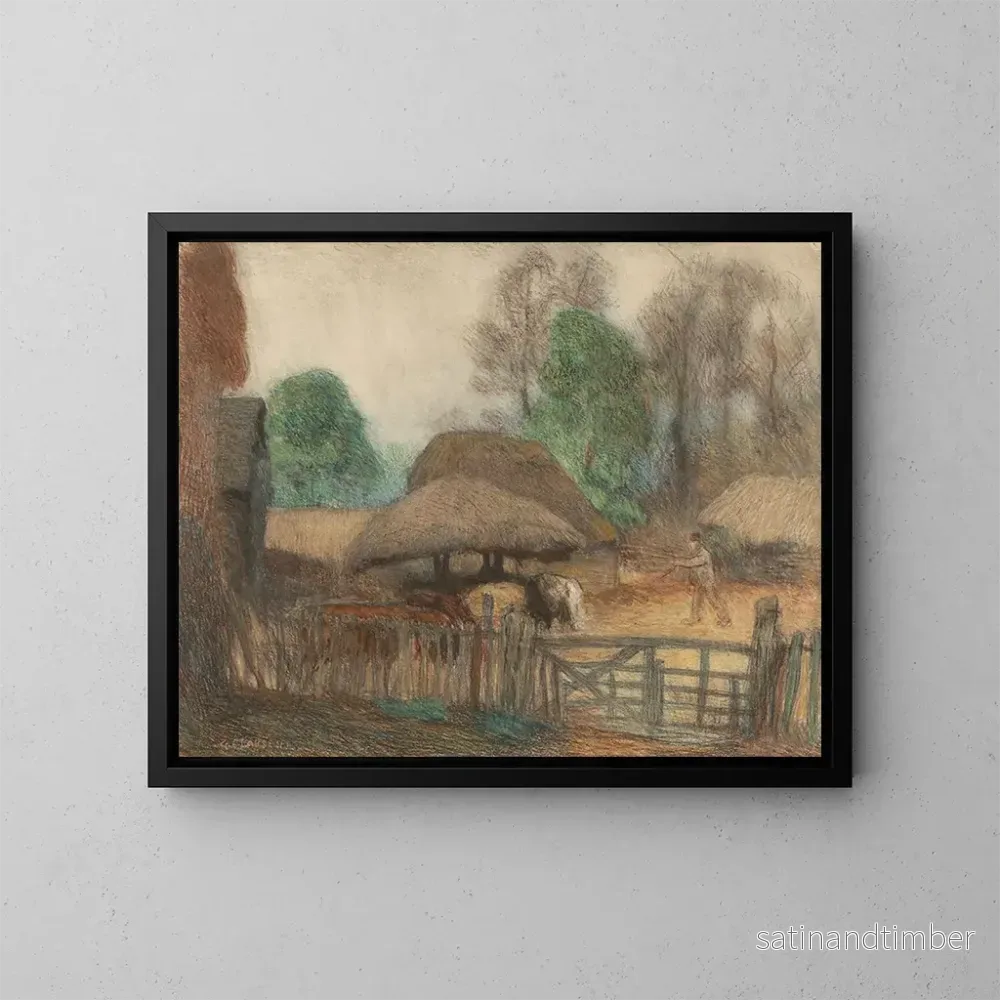Reproduktion av målningen Le Soir à la Ferme - Sir George Clausen