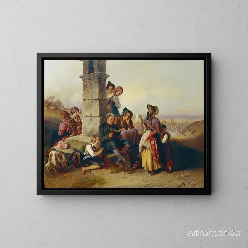 Reproduktion av målningen Le repos des pèlerins - Johann Matthias Ranftl