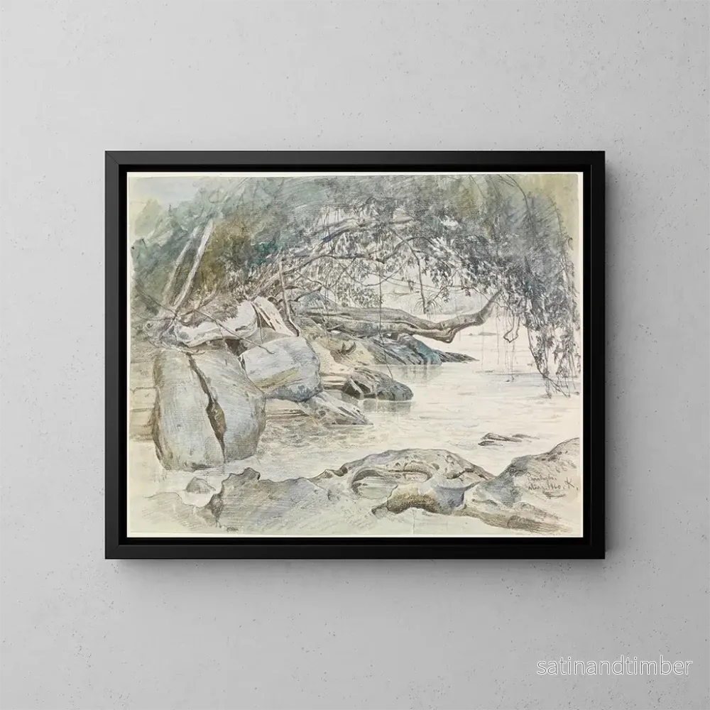 Reproduktion av målningen Rivage rocheux baigné par le Parahyba - Ferdinand Keller