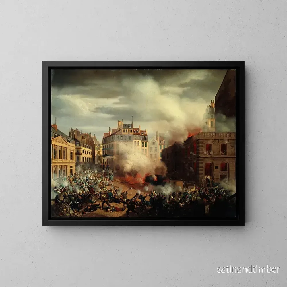 Reproduktion av målningen av branden i vattentornet på Place du Palais-Royal den 24 februari 1848 - Eugène Henri Adolphe Hagnauer