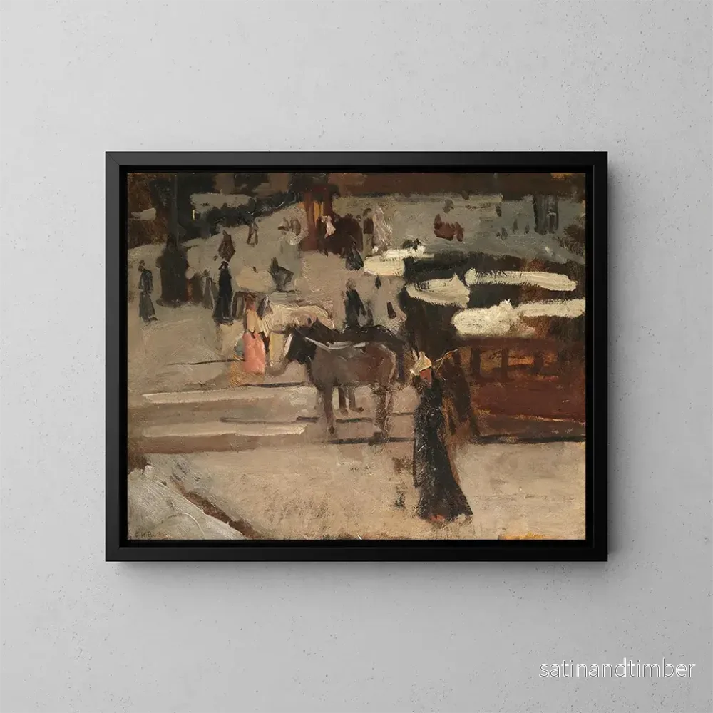 Reproduktion av målningen Tramways à chevaux et figures sur une place – George Hendrik Breitner Reproduktion av målningen Tramways à chevaux et figures sur une place – George Hendrik Breitner