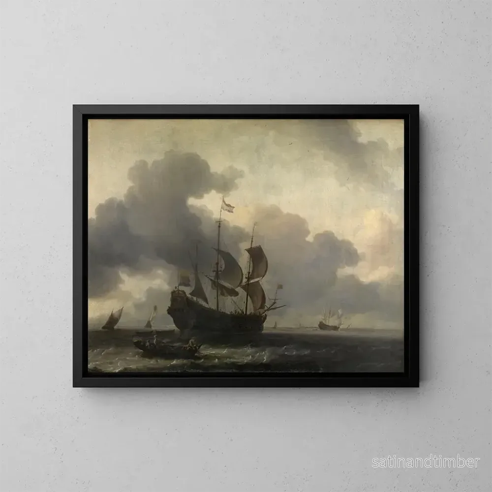Reproduktion av målningen Le vaisseau de guerre De Jacob au mouillage - Ludolf Bakhuizen