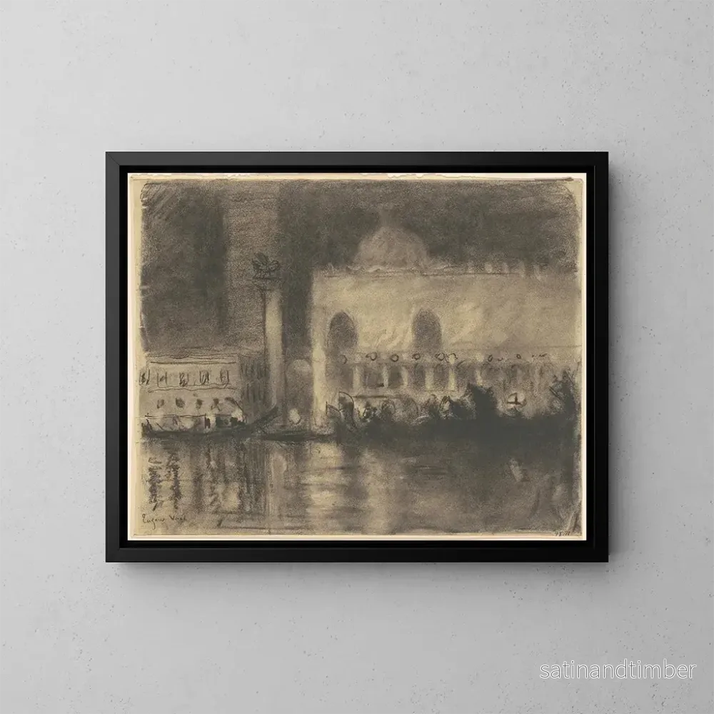 Reproduktion av målningen Souvenir de Venise, le Palais des Doges et la Piazzetta – Eugène Vail