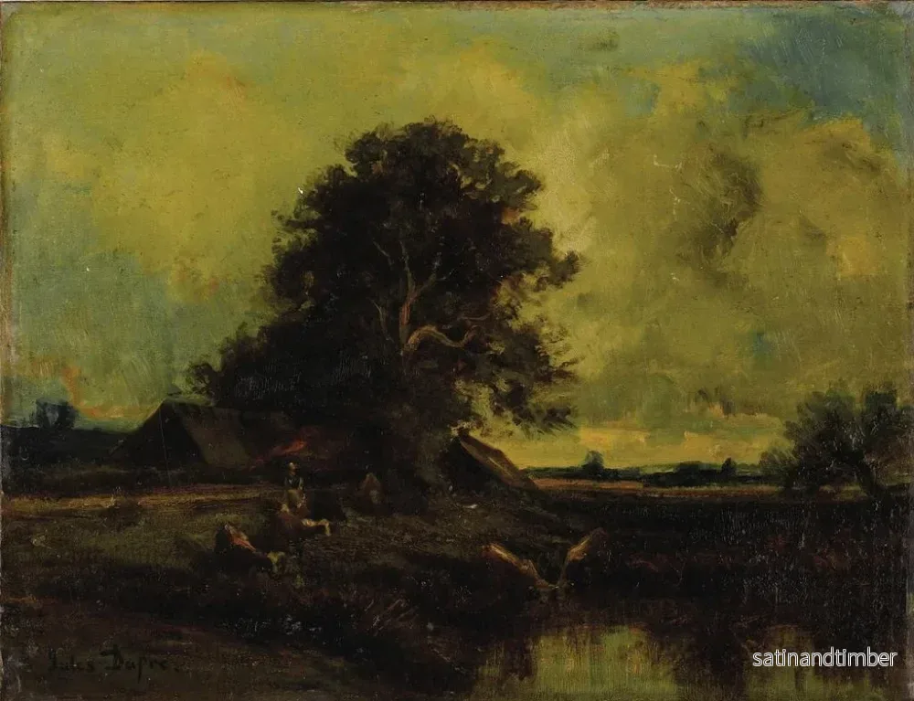 Reproduktion av målningen Landskapsflod med ett torp - Jules Dupré - Bild 2