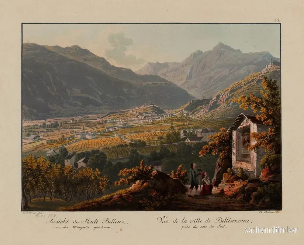 Reproduktion av målningen Vue de la ville de Bellinzone prise du côté sud - Johann Jakob Meyer - Bild 2