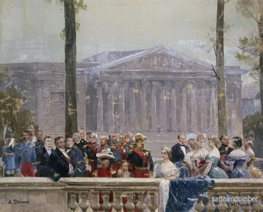 Reproduktion av målningen La famille impériale entourée de nombreuses personnalités du Second Empire devant le palais Bourbon - Henri Gervex - Bild 2