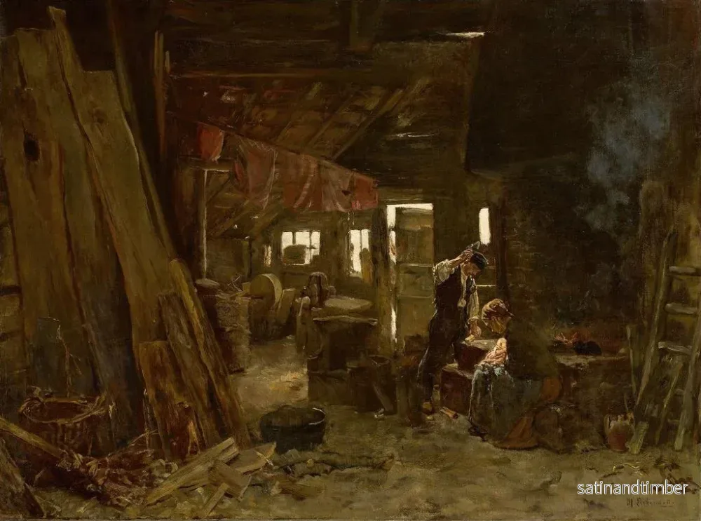 Reproduktion av målningen Atelier de Zimmermann La famille du bûcheron - Max Liebermann - Bild 2