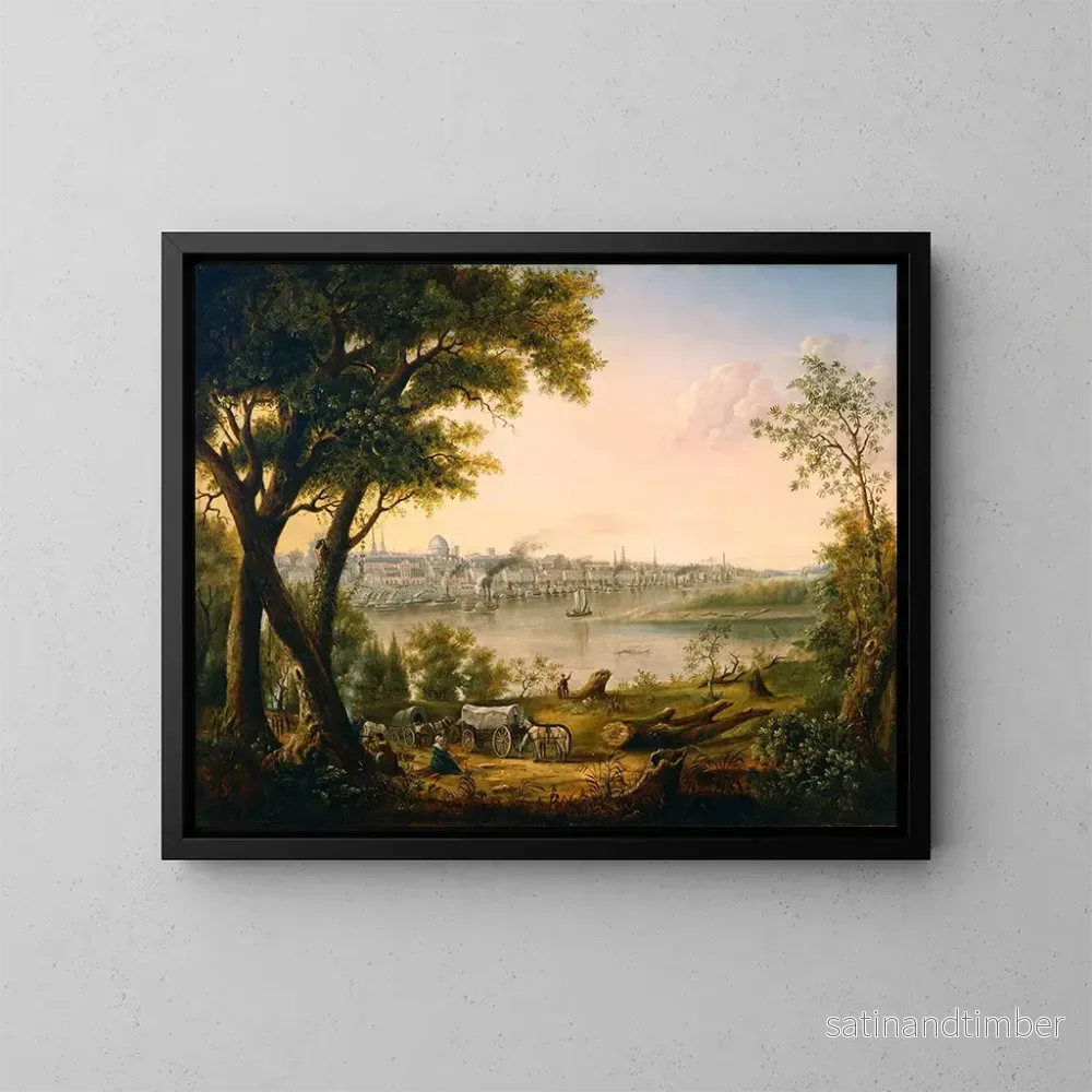 Reproduktion av målningen Saint Louis år 1846 - Henry Lewis