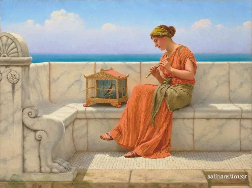 Reproduktion av målningen av sång utan ord - John William Godward - Bild 2