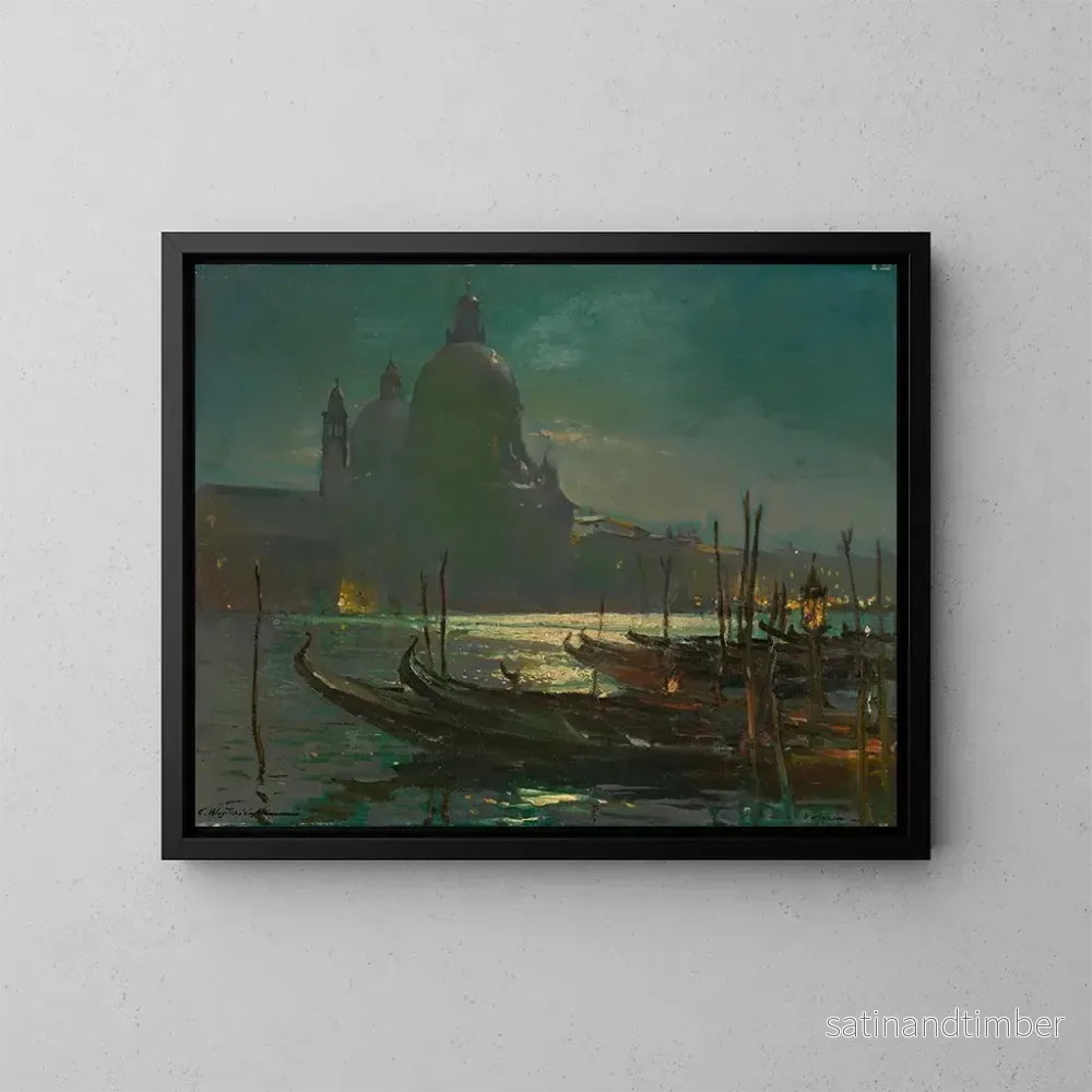 Reproduktion av målningen Vue de Santa Maria della Salute de nuit – Constantin Westchiloff
