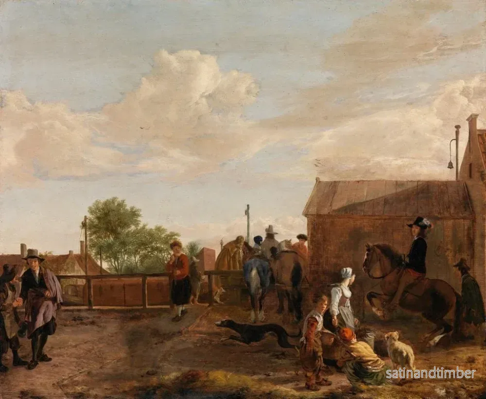 Reproduktion av målningen En kanalskeppsstation - Ludolf de Jongh - Bild 2