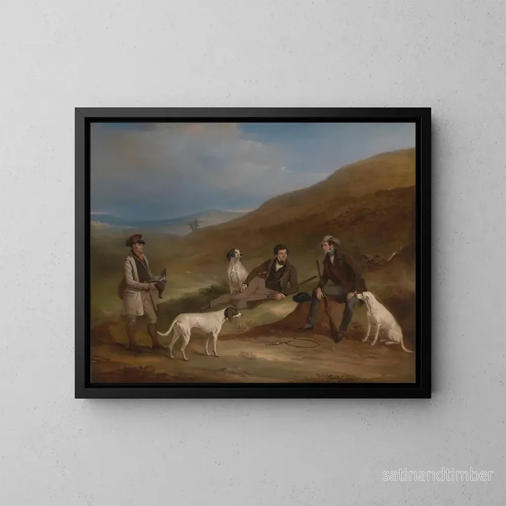 Reproduktion av målningen av Räv och hans bror George som skjuter på tjäder vid Middlesmoor, Yorkshire – John Ferneley Reproduktion av målningen av Räv och hans bror George som skjuter på tjäder vid Middlesmoor, Yorkshire – John Ferneley