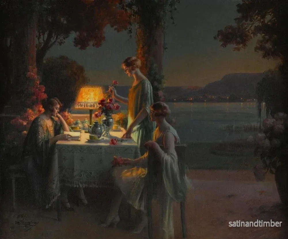 Reproduktion av målningen unga kvinnor vid sjöns kant - Delphin Enjolras - Bild 2