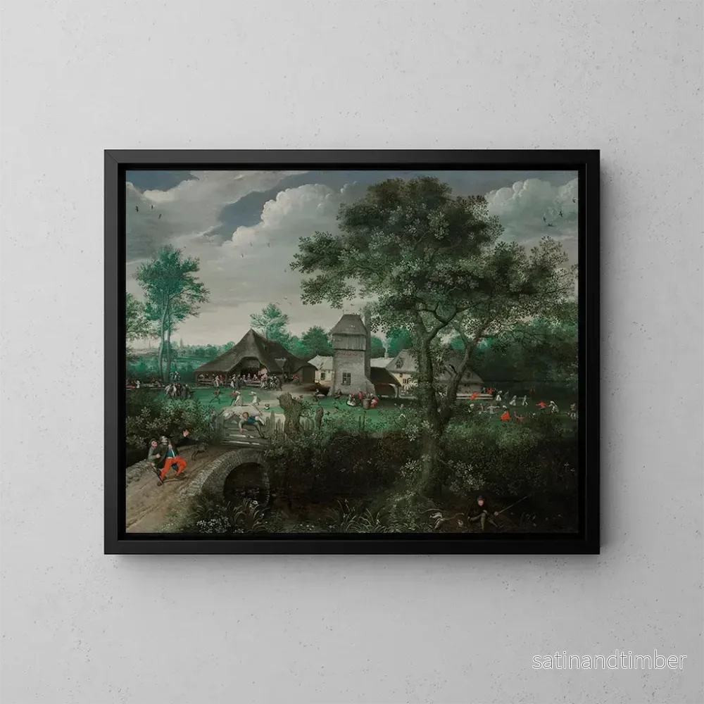 Reproduktion av målningen En landskap med ett bröllop av bönder och en byfestival utanför Antwerpen – Lucas van Valckenborch Reproduktion av målningen En landskap med ett bröllop av bönder och en byfestival utanför Antwerpen – Lucas van Valckenborch