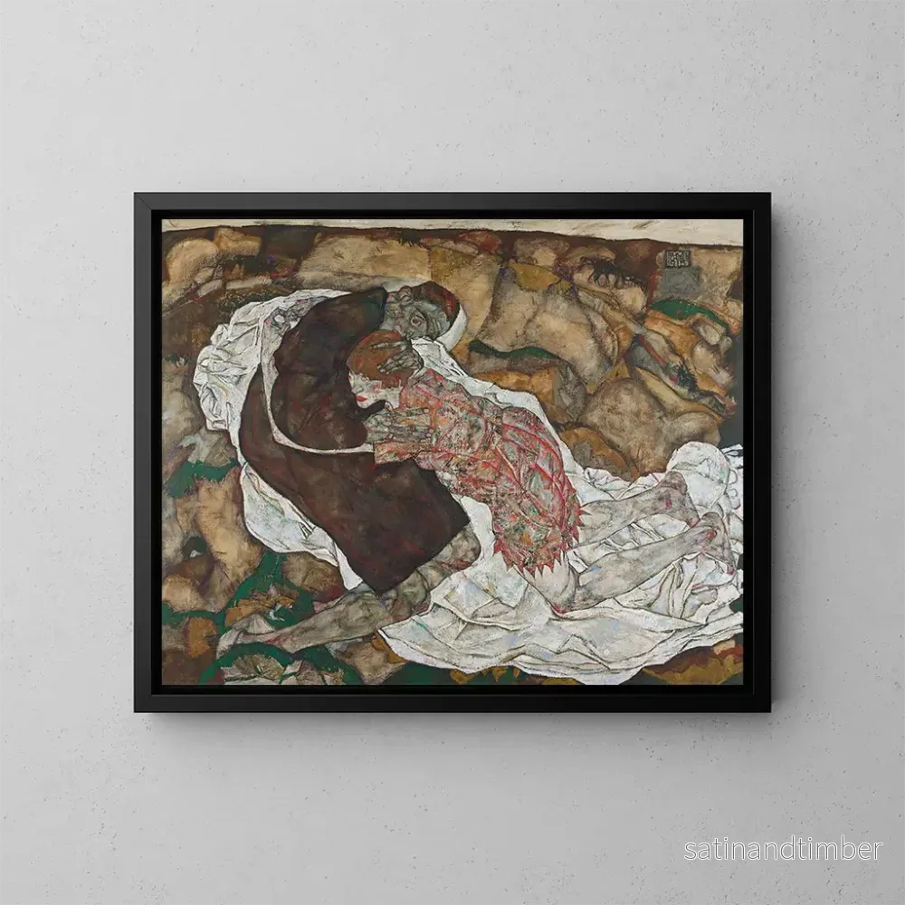 Reproduktion av målningen La Mort et la jeune fille - Egon Schiele