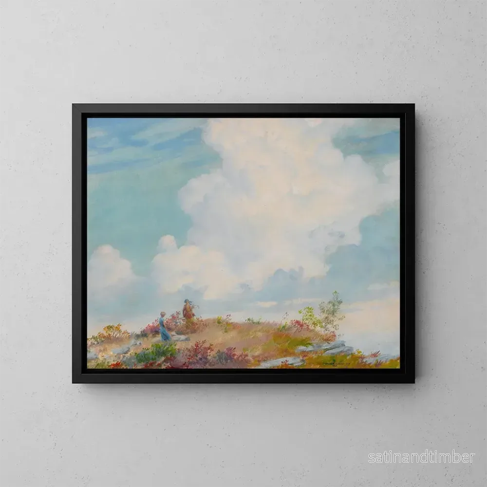 Reproduktion av målningen av rosa moln över bergen - Charles Courtney Curran
