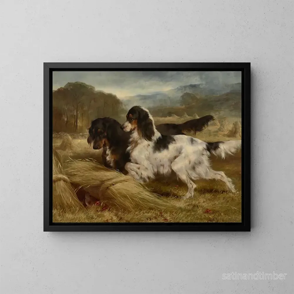 Reproduktion av målningen Den första september, en engelsk tricolore och en Gordon setter med en höns – Edwin Douglas Reproduktion av målningen Den första september, en engelsk tricolore och en Gordon setter med en höns – Edwin Douglas
