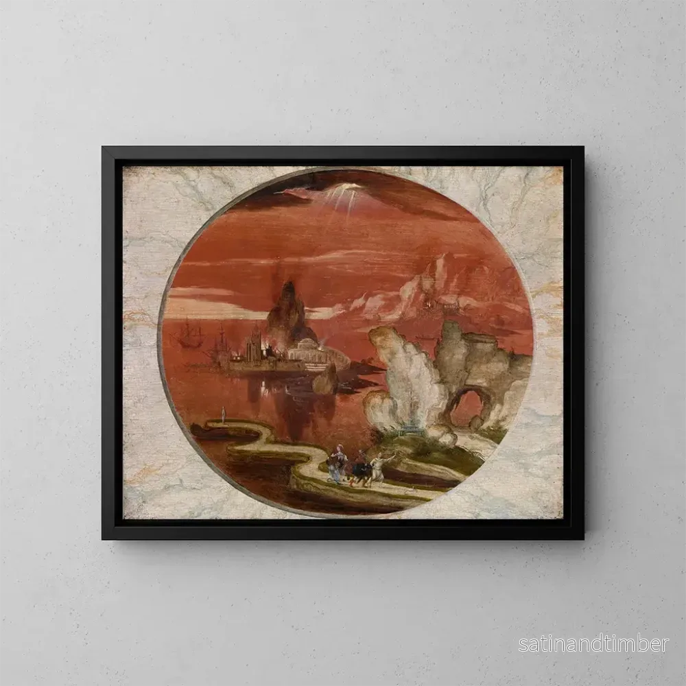 Reproduktion av målningen Lot och hans familj flyr Sodom och Gomorra - Joachim Patinier