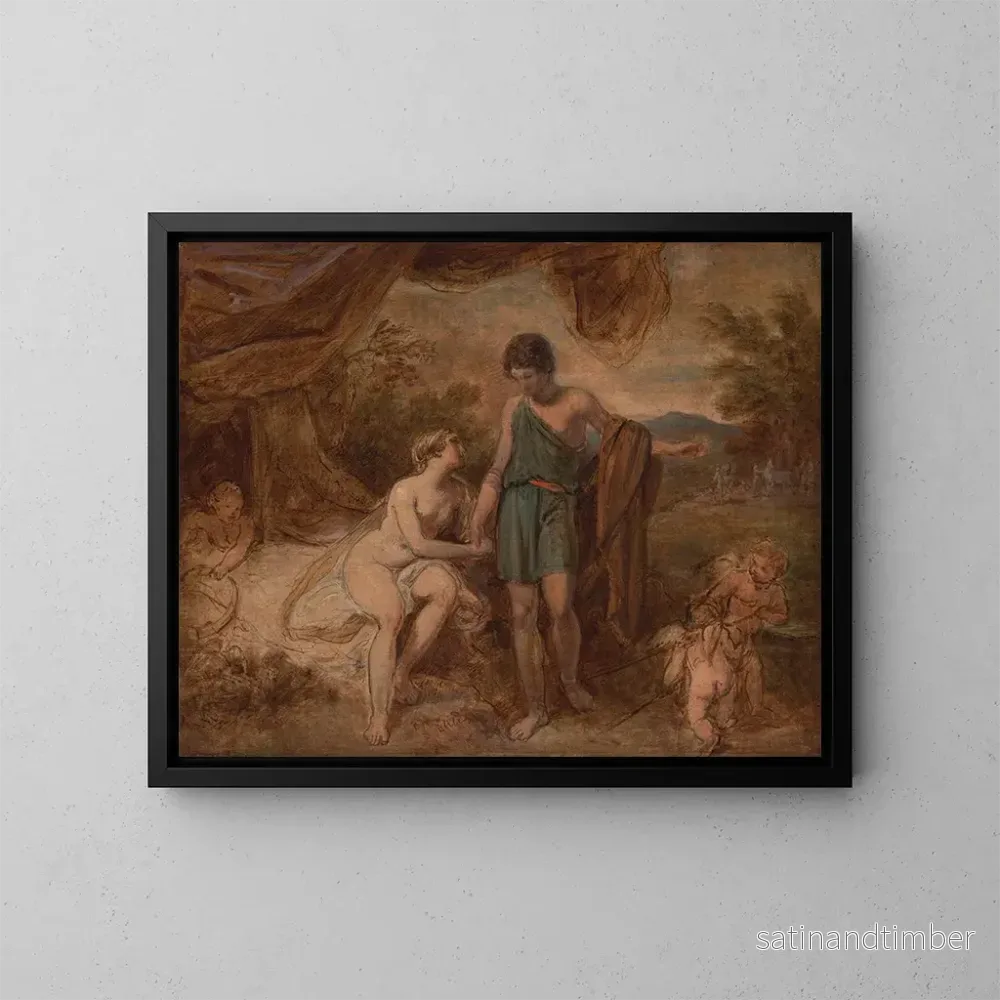 Reproduktion av målningen En ofärdig studie av Venus och Adonis - Thomas Stothard