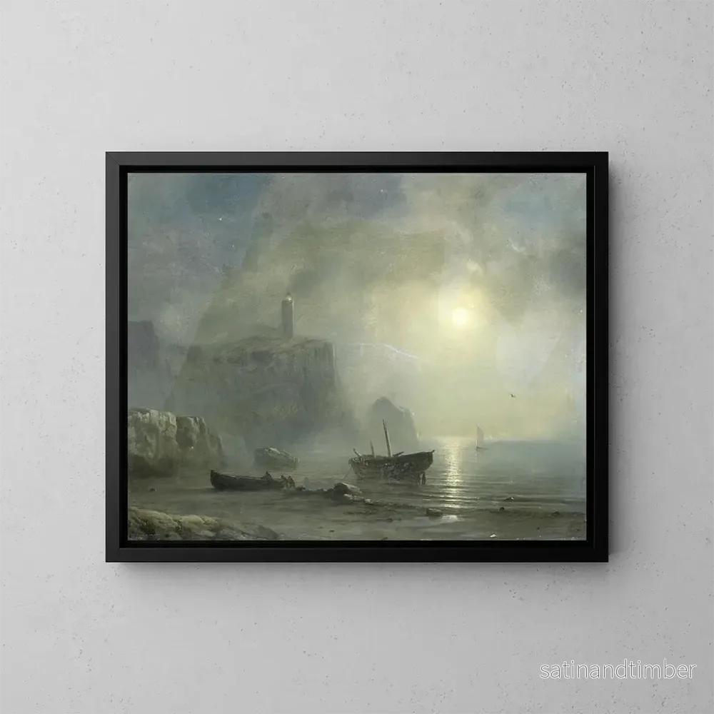 Reproduktion av målningen Vue d'une côte rocheuse au clair de lune - Théodore Gudin