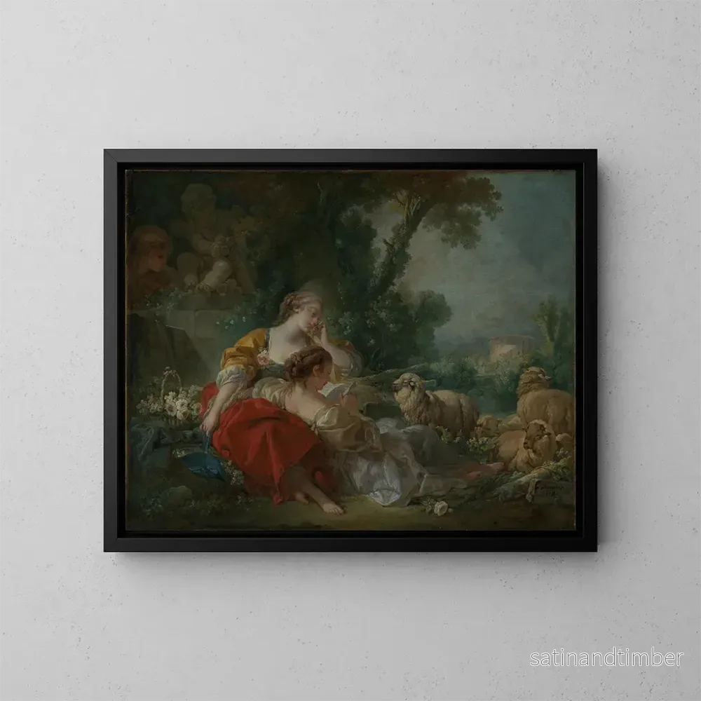 Reproduktion av målningen Två herdeskor – François Boucher Reproduktion av målningen Två herdeskor – François Boucher