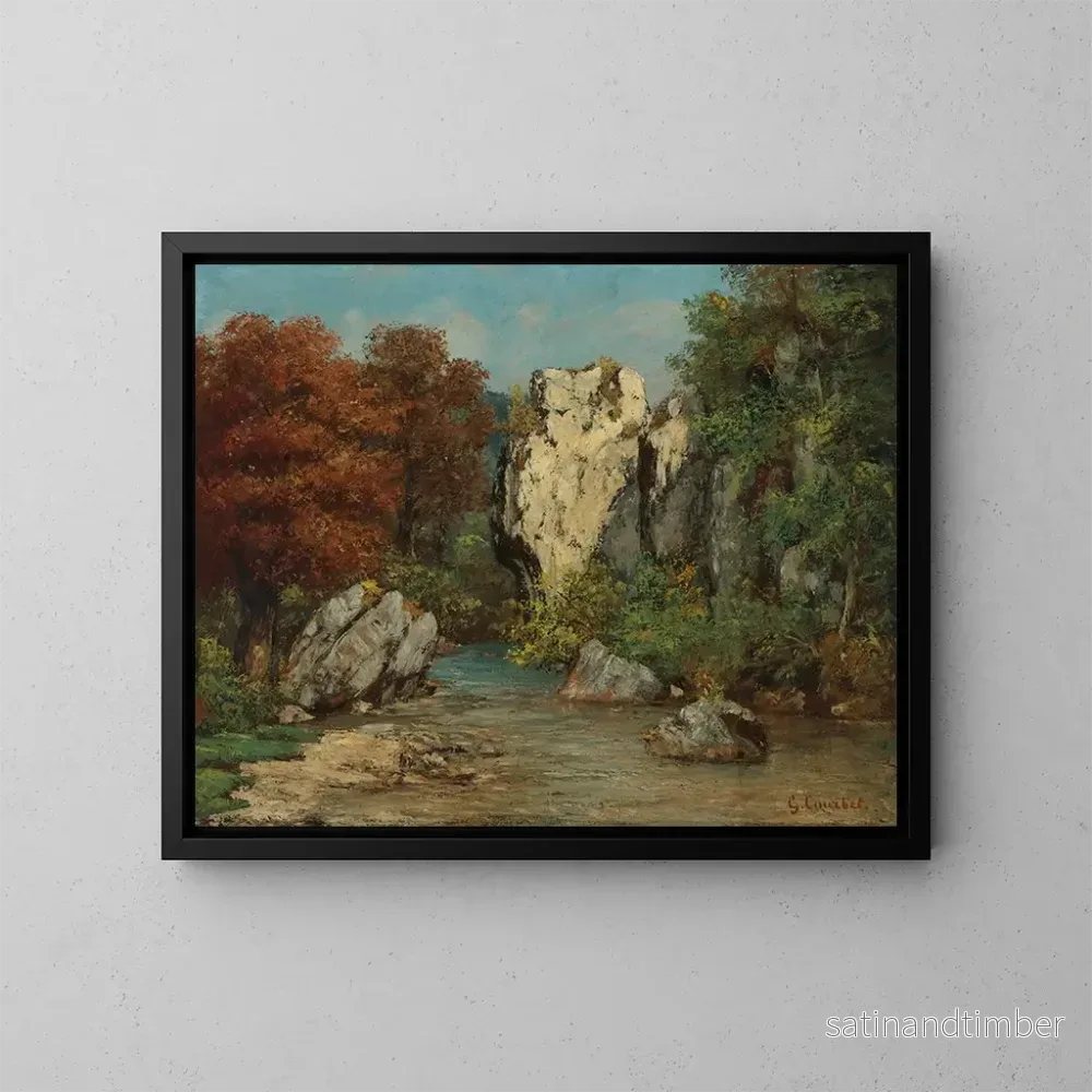 Reproduktion av målningen Landskap vid bäcken och klippan - Gustave Courbet