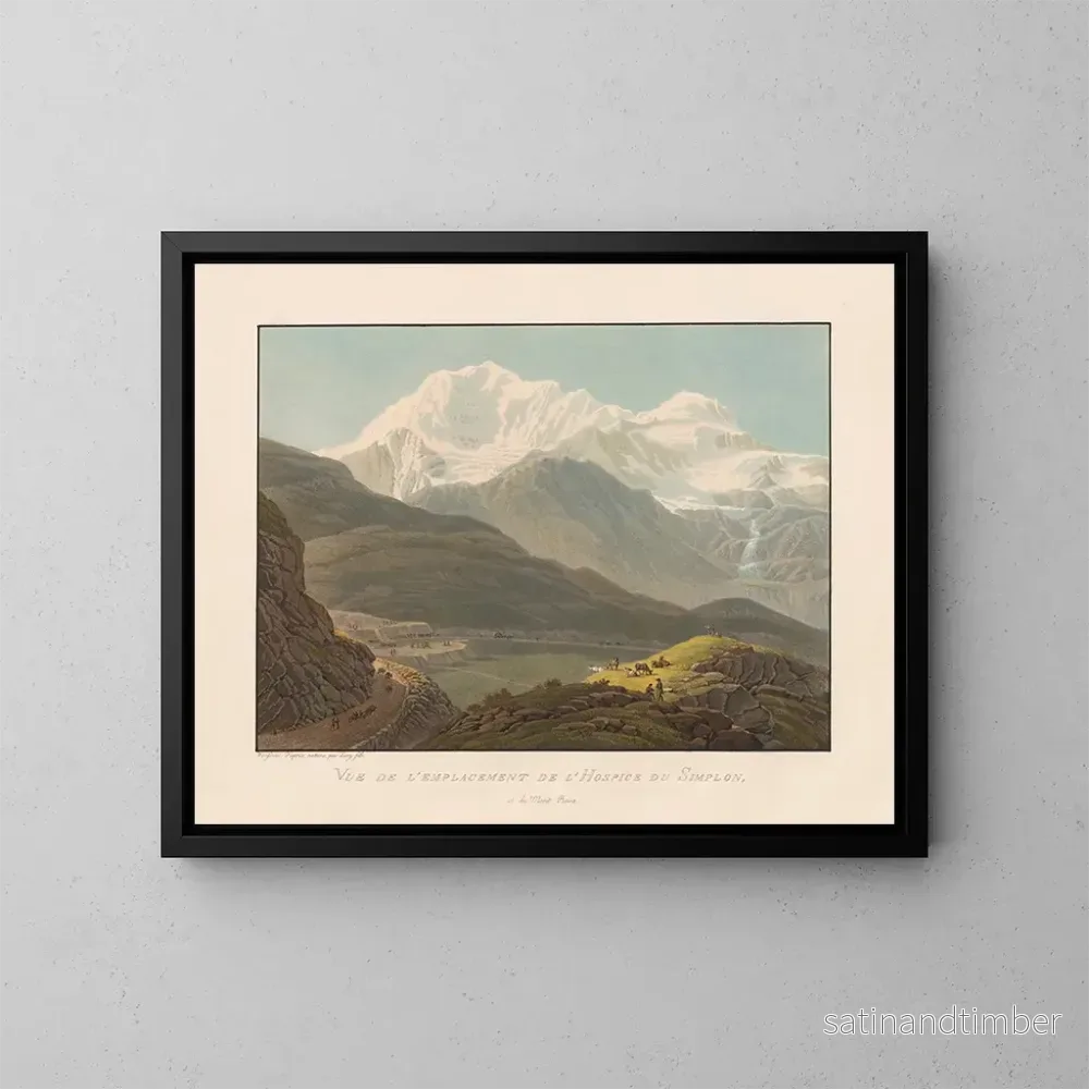 Reproduktion av målningen Vue de l'emplacement de l'Hospice du Simplon et du Mont Rose - Gabriel Lory le Jeune