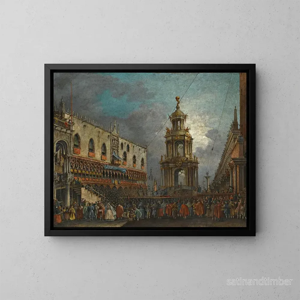 Reproduktion av målningen Venise, vy av Piazzetta under karnevalet – Francesco Zanin Reproduktion av målningen Venise, vy av Piazzetta under karnevalet – Francesco Zanin