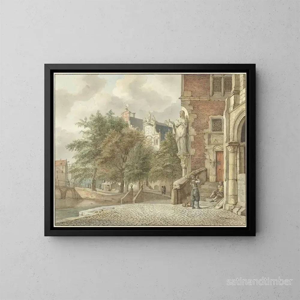 Reproduktion av målningen Vue sur un canal de ville - Reinier Vinkeles