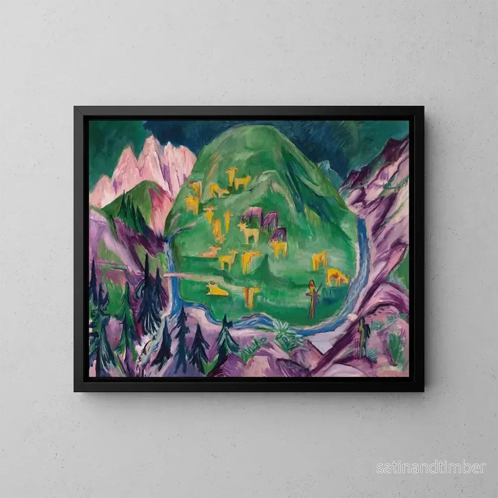 Reproduktion av målningen av betesmark för kor Galtvieh - Ernst Ludwig Kirchner