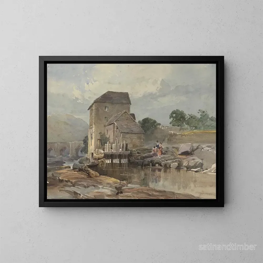 Reproduktion av målningen Le pont de Llangollen - William James Müller