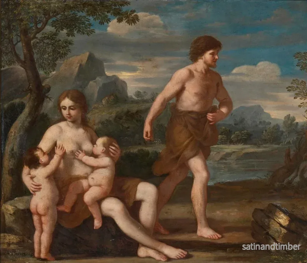 Reproduktion av målningen Adam och Eva med Kain och Abel - Giacinto Gimignani - Bild 2