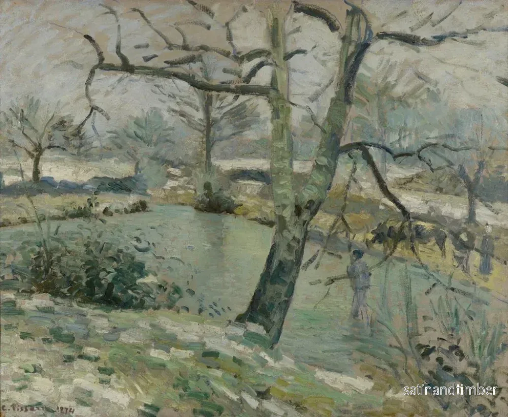 Reproduktion av målningen L'Étang à Montfoucault, Effet d'Hiver - Camille Pissarro - Bild 2