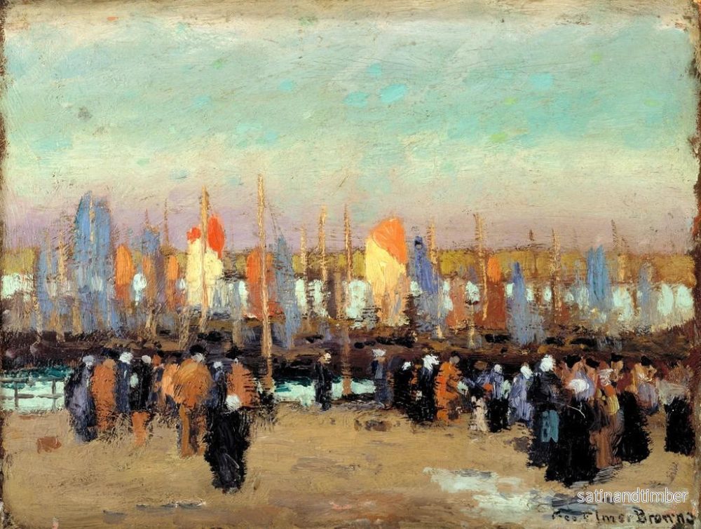 Reproduktion av målningen Scen av hamn med fiskebåtar - George Elmer Browne - Bild 2