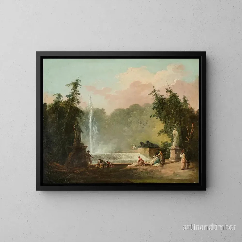 Reproduktion av målningen En fontän i en park - Hubert Robert