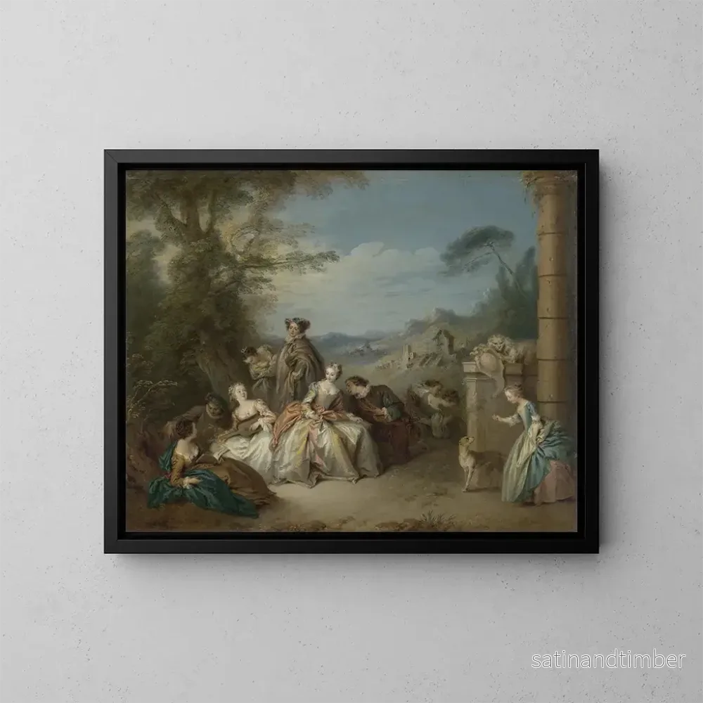 Reproduktion av målningen av en festlig galant fest i ett landskap - Jean-Baptiste Pater