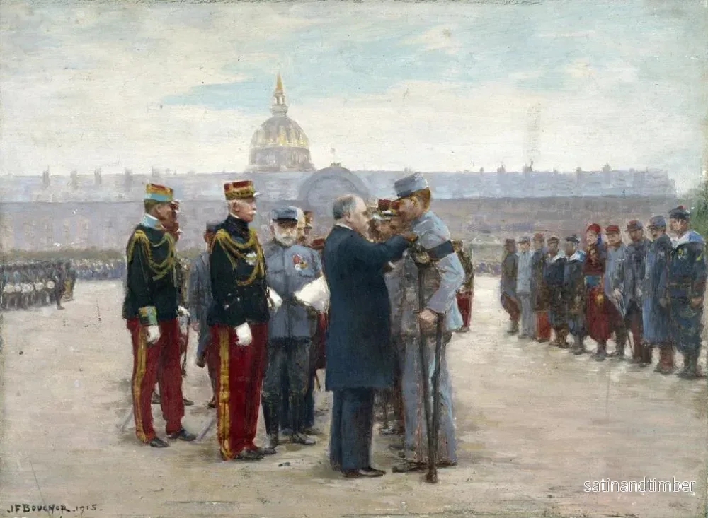 Reproduktion av målningen av utdelning av dekorationer på Invalides-platån av president Poincaré den 17 september 1915 - Joseph Félix Bouchor - Bild 2